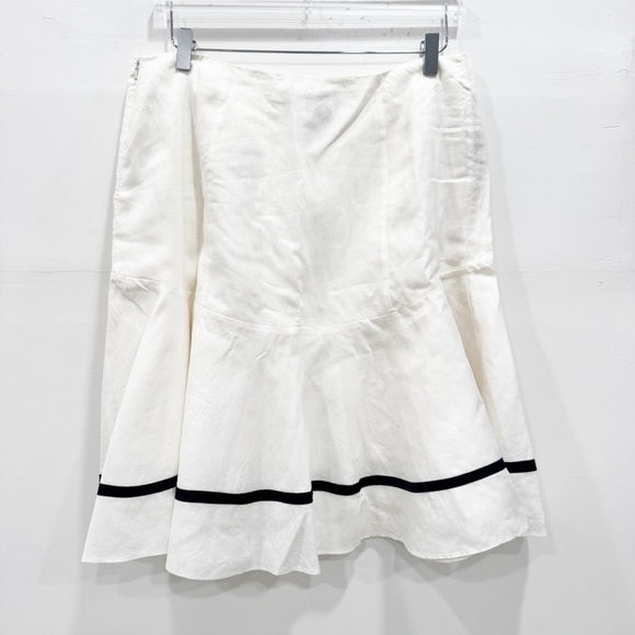 Vintage Ralph Lauren Linen Nautical White Flowy Drop Waist Skirt Size 14 - Picture 2 of 5